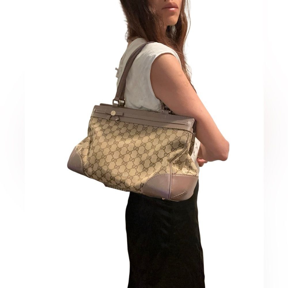 Gucci Beige purple and Brown Monogram Mayfair Shoulder Bag